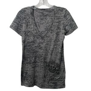 Outlaw Threadz Womens Large Gray Brass Knuckles Burnout Tee